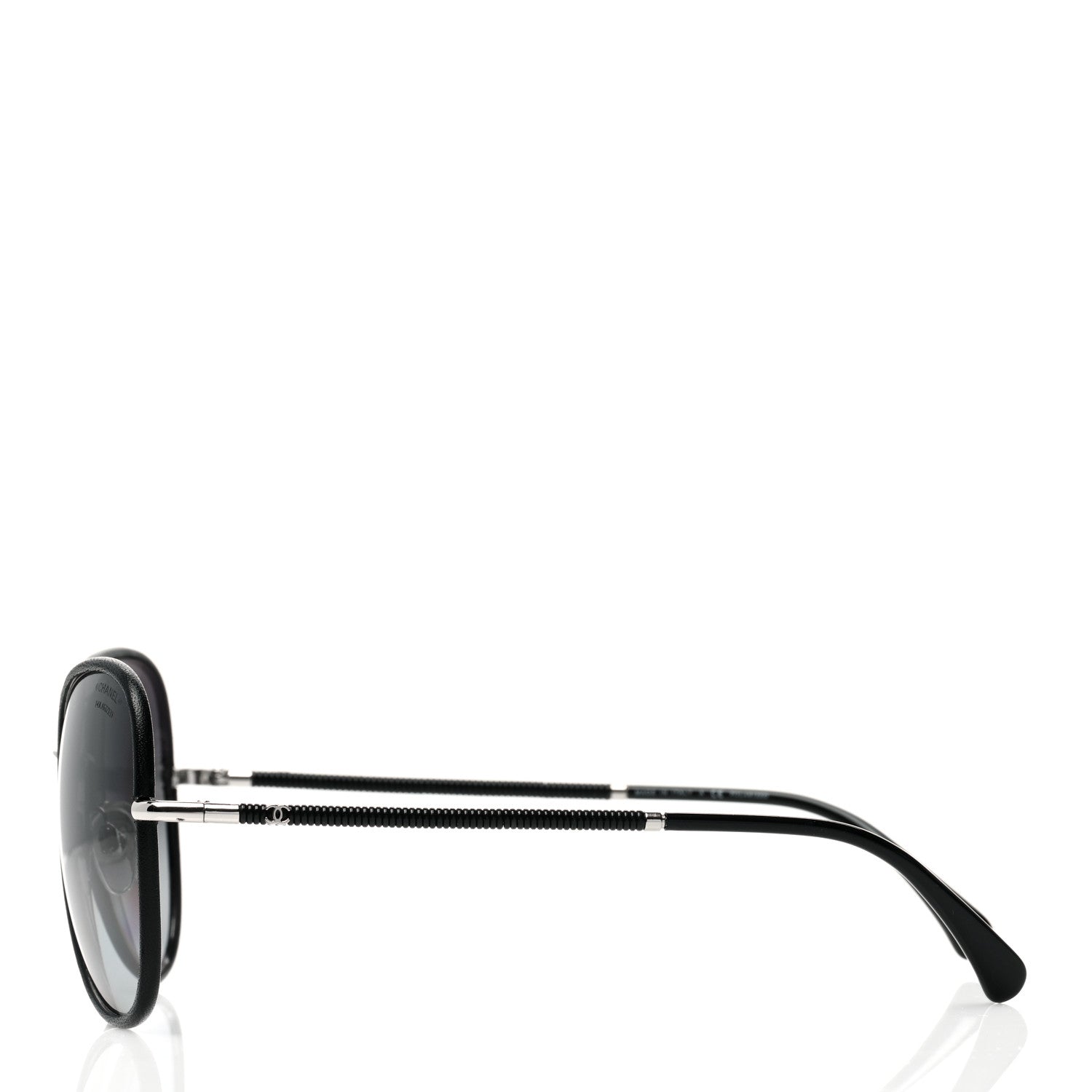 Chanel Metal Lambskin Polarized Pilot Fall Sunglasses 4227-Q Black 3 of 7