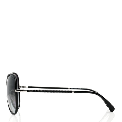 Chanel Metal Lambskin Polarized Pilot Fall Sunglasses 4227-Q Black 3 of 7