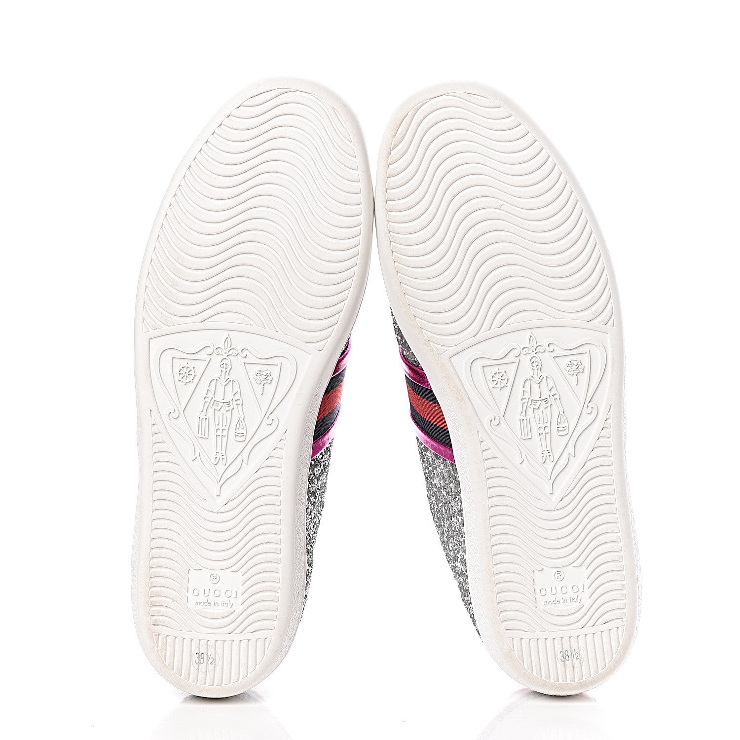 Gucci Glitter Web Womens Ace Sneakers 38.5 Silver 5 of 10