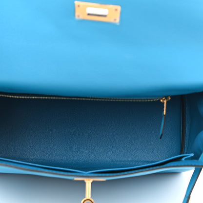Hermes Evercolor Kelly Retourne 28 Bleu Zanzibar 5 of 10
