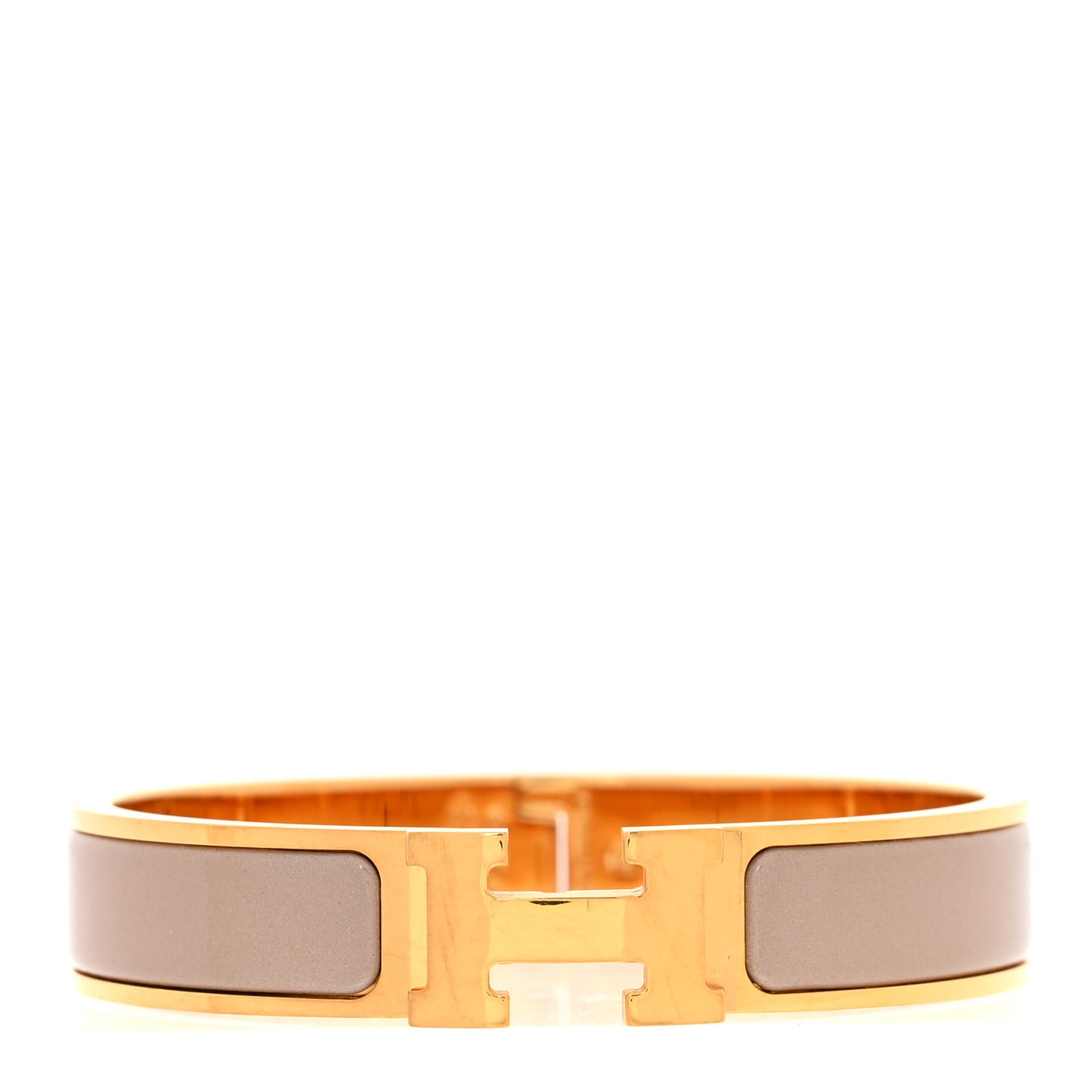 Enamel Narrow Clic Clac H Bracelet PM Marron Glace