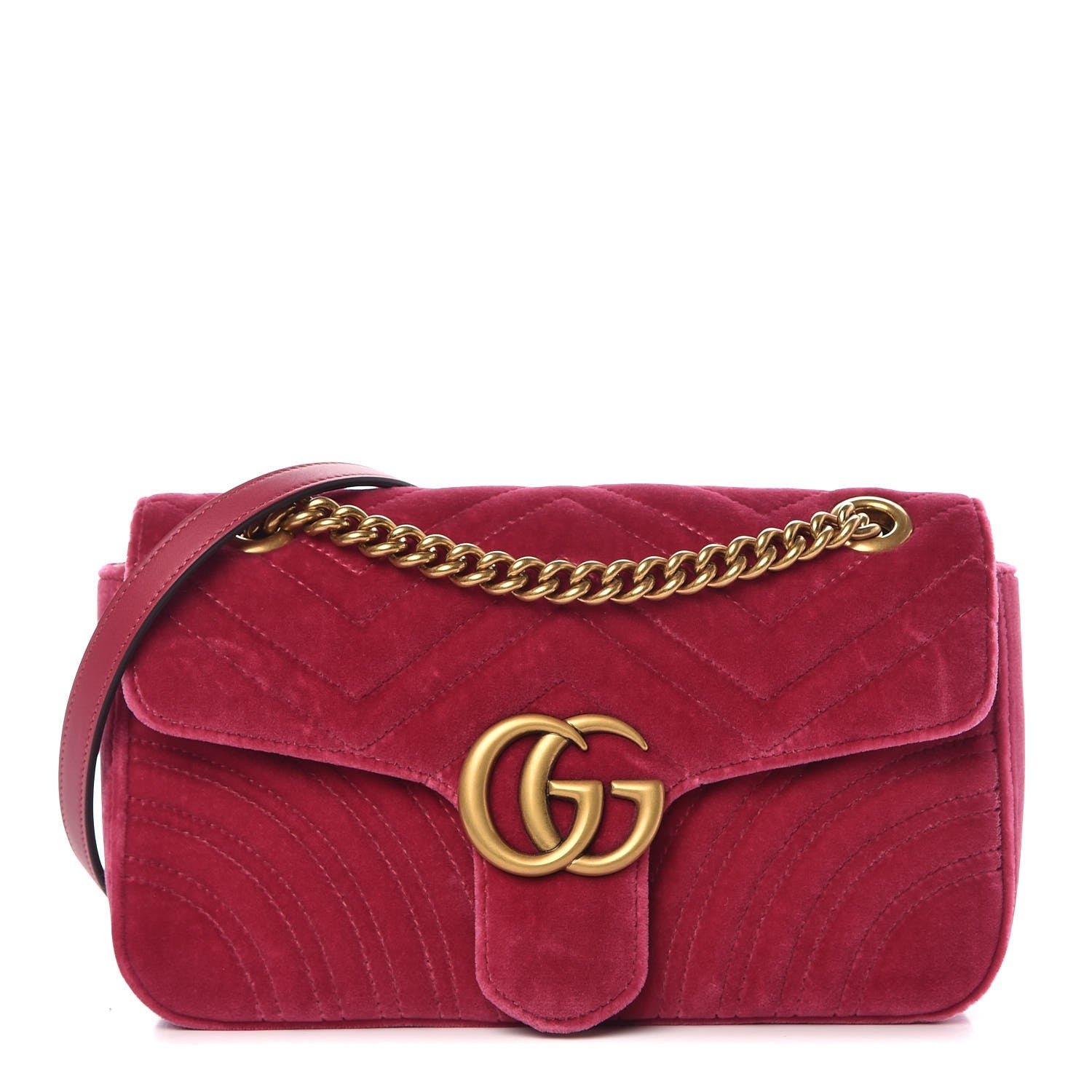 Gucci Velvet Matelasse Small GG Marmont Shoulder Bag Light Raspberry Rose 1 of 7