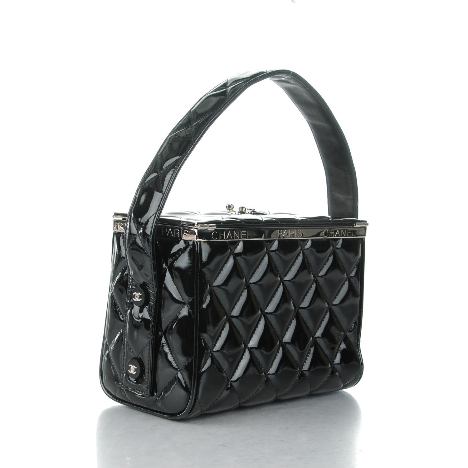 Chanel Patent Quilted Vanity Clutch Black 3 of 8