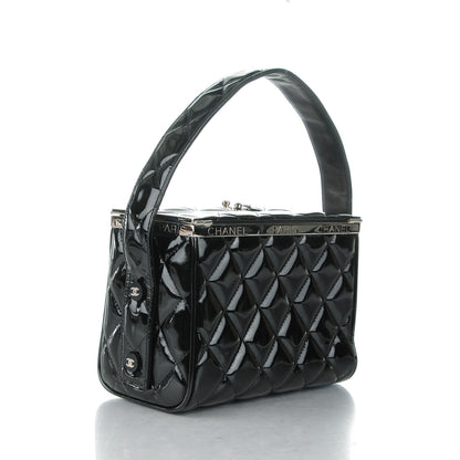 Chanel Patent Quilted Vanity Clutch Black 3 of 8