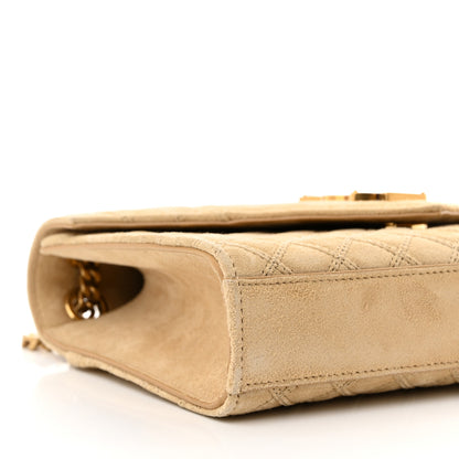 Saint Laurent Suede Mixed Matelasse Triquilt Medium Monogram Envelope Satchel Sea Salt 9 of 10