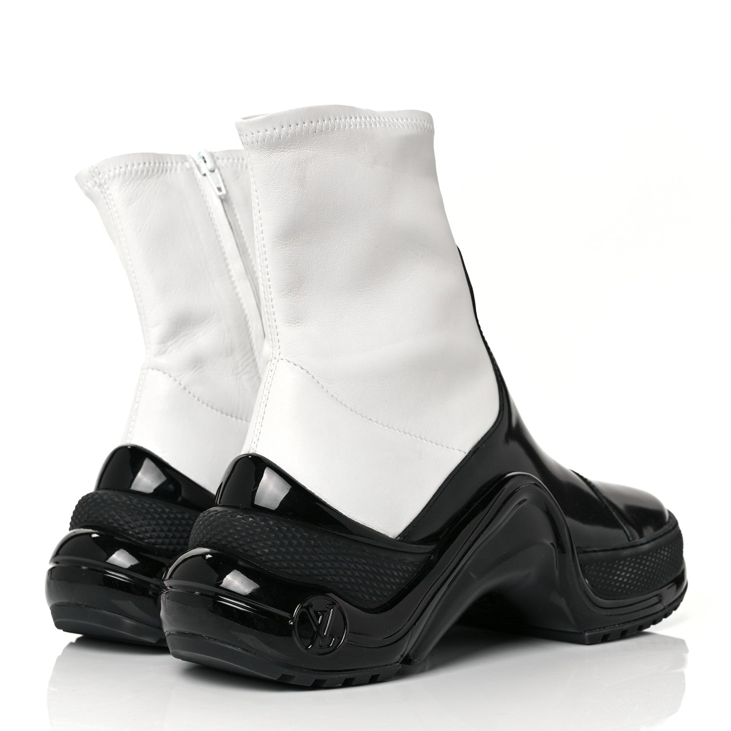 Louis Vuitton Glazed Calfskin Lambskin LV Archlight Sneaker Boots 37.5 Black White 7 of 14