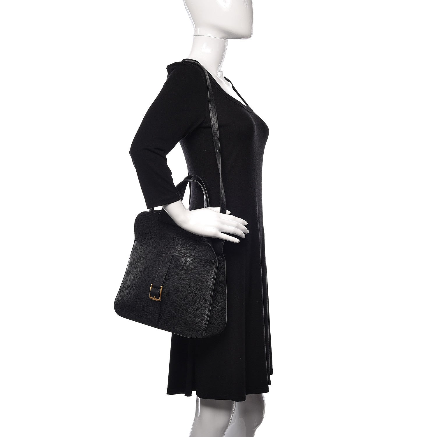 Hermes Taurillon Clemence Halzan 31 GM Black 2 of 10