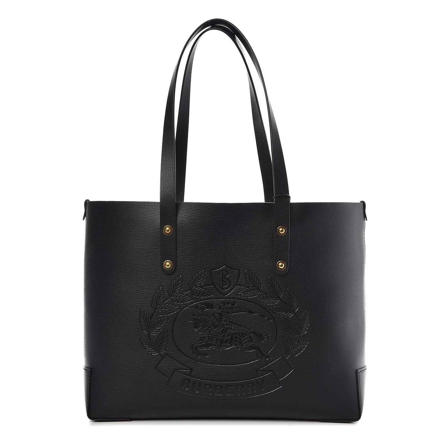 Burberry Calfskin Crest Embossed Small Tote Black 1 of 7