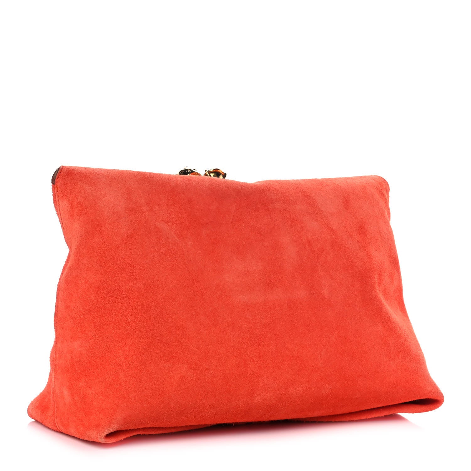 Alexander McQueen Suede Skull Knuckle Clutch Orange 3 of 14