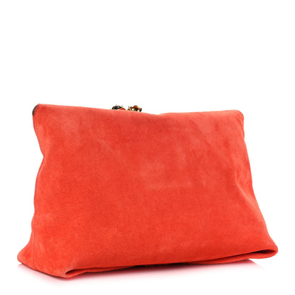 Alexander McQueen Suede Skull Knuckle Clutch Orange 3 of 14