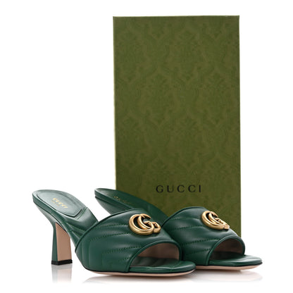Gucci Nappa Matelasse GG Marmont 75mm Slide Sandals 40 Emerald 10 of 10