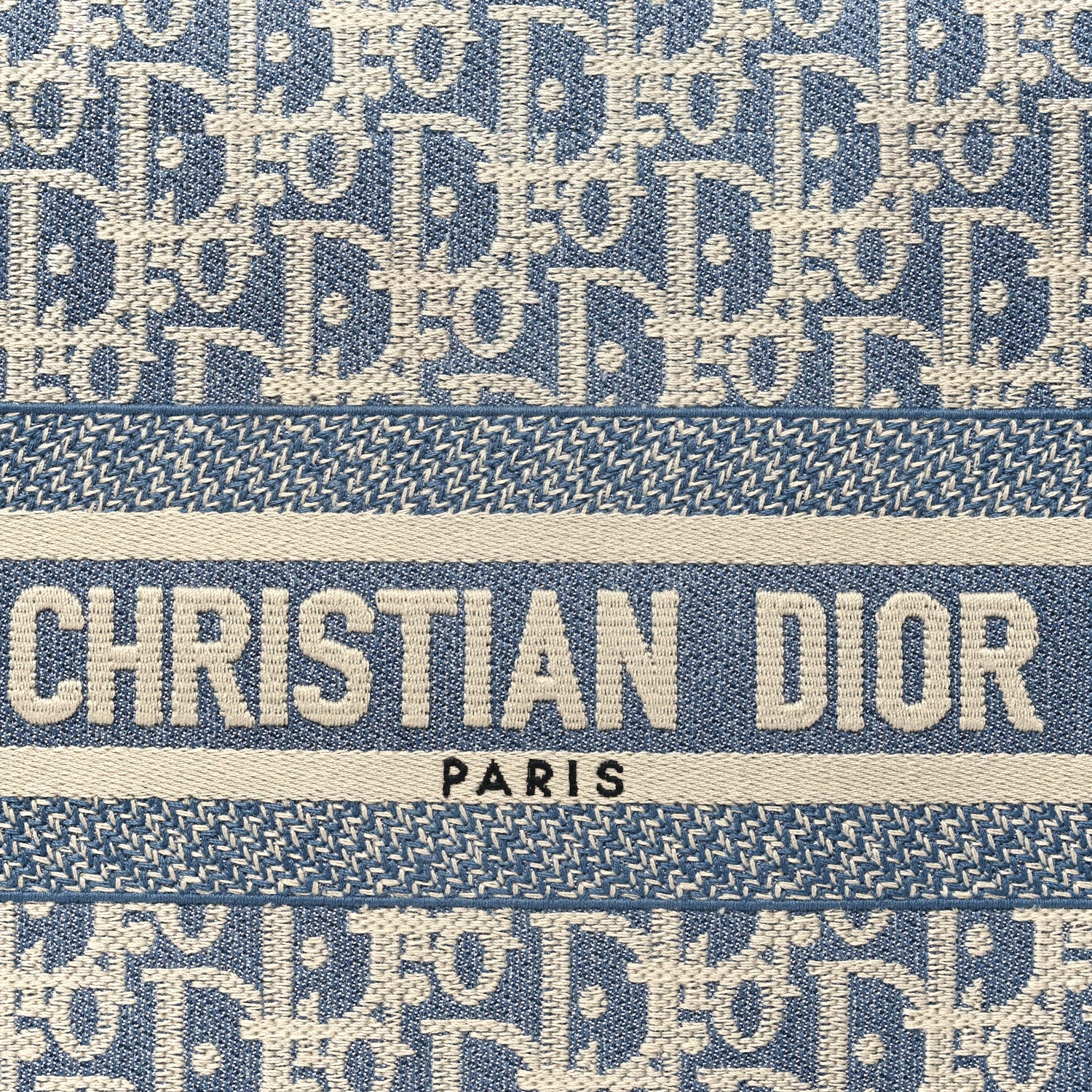 Christian Dior Oblique Chambray Calfskin Small Book Tote With Strap Blue Latte 8 of 10