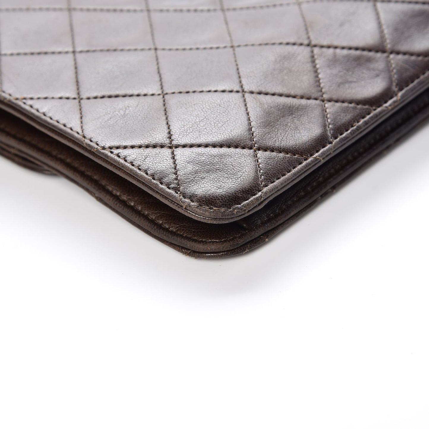 Lambskin Quilted Small Single Flap Brown