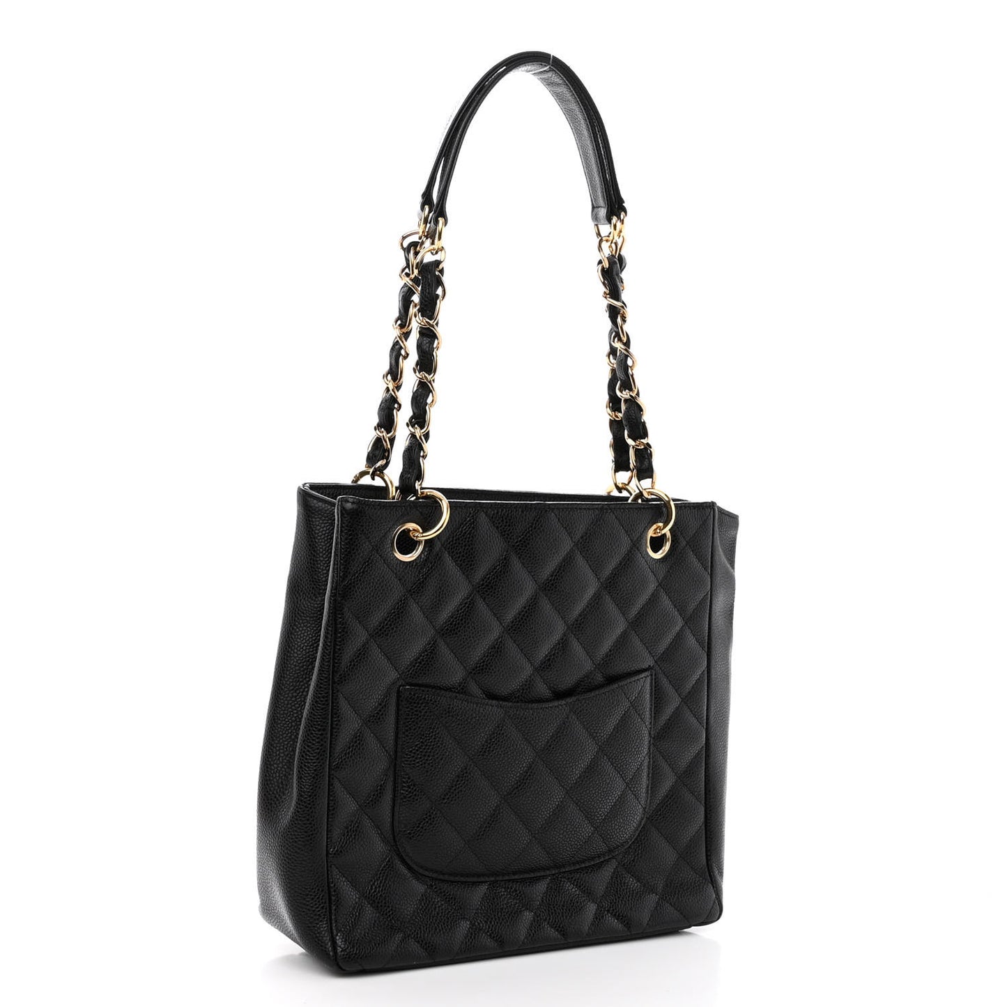 Caviar Quilted Petit Shopping Tote PST Black
