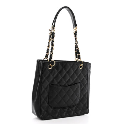 Chanel Caviar Quilted Petit Shopping Tote PST Black 2 of 8