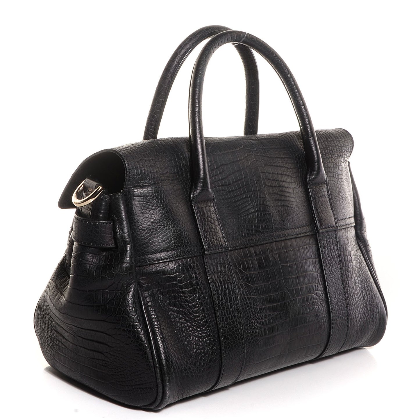 Mini Croc Print Small Bayswater Satchel Black