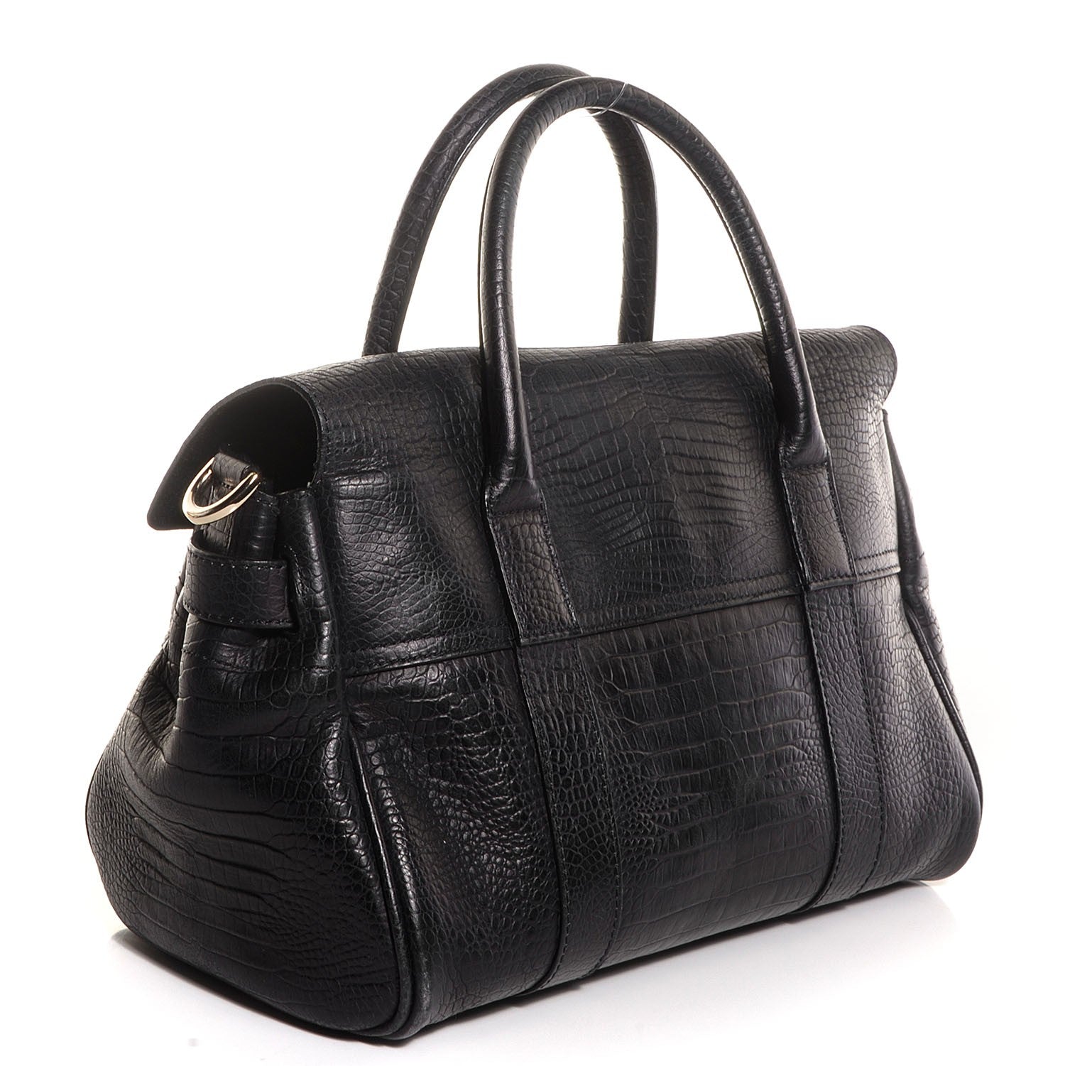 Mulberry Mini Croc Print Small Bayswater Satchel Black 3 of 9