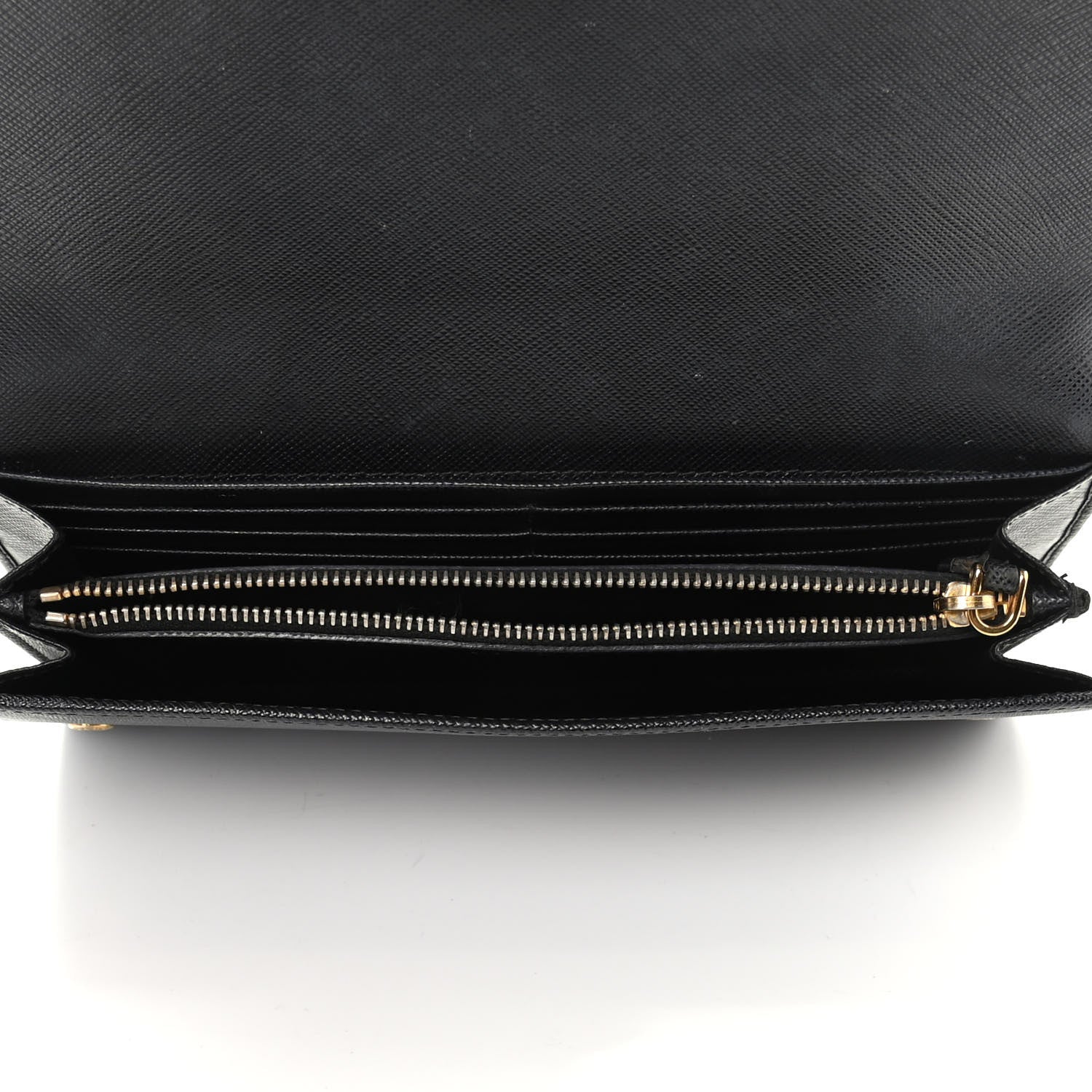 Prada Saffiano Metal Bar Continental Flap Wallet Black 5 of 6