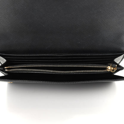 Prada Saffiano Metal Bar Continental Flap Wallet Black 5 of 6