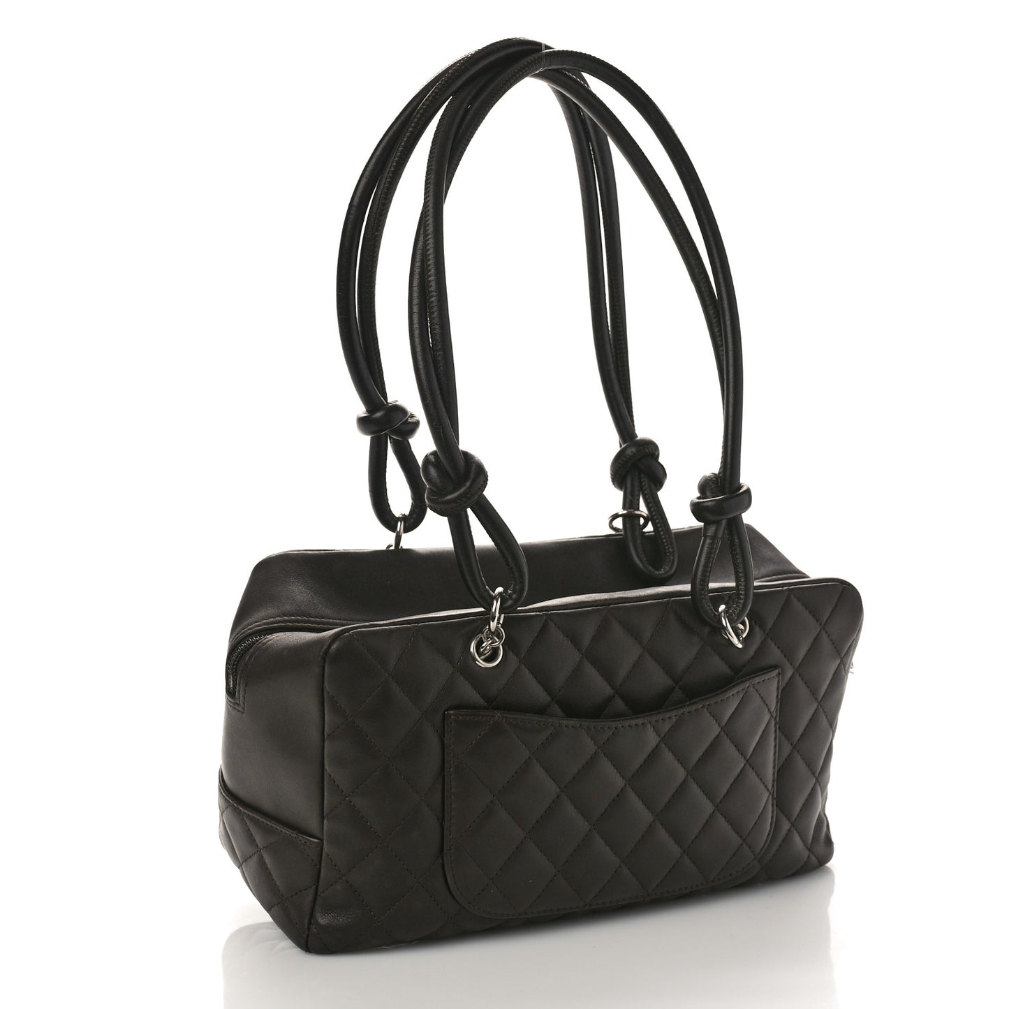 Calfskin Quilted Cambon Large Bowler Dark Brown
