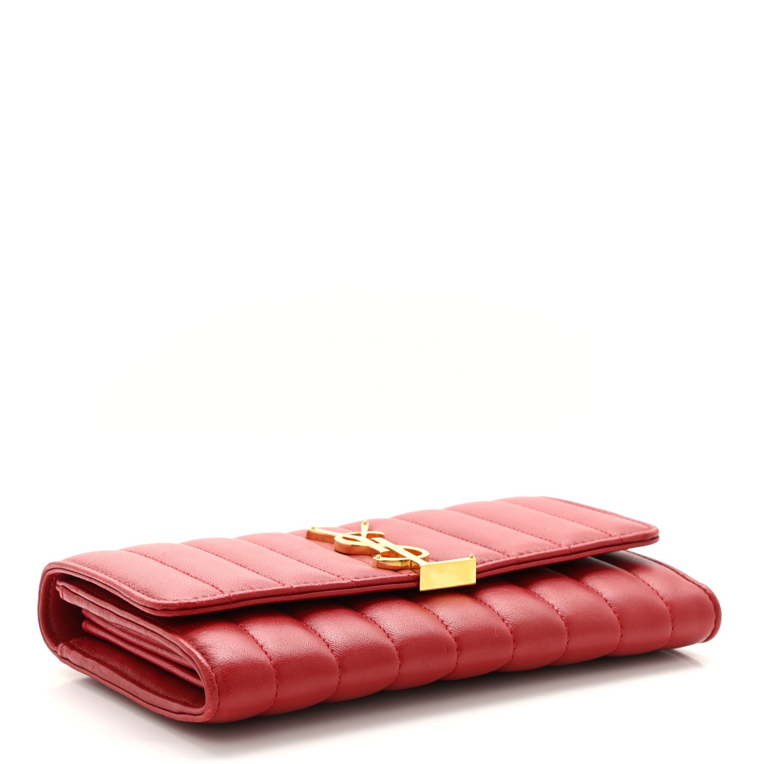 Saint Laurent Lambskin Matelasse Monogram Large Vicky Continental Wallet Rouge Eros 4 of 7