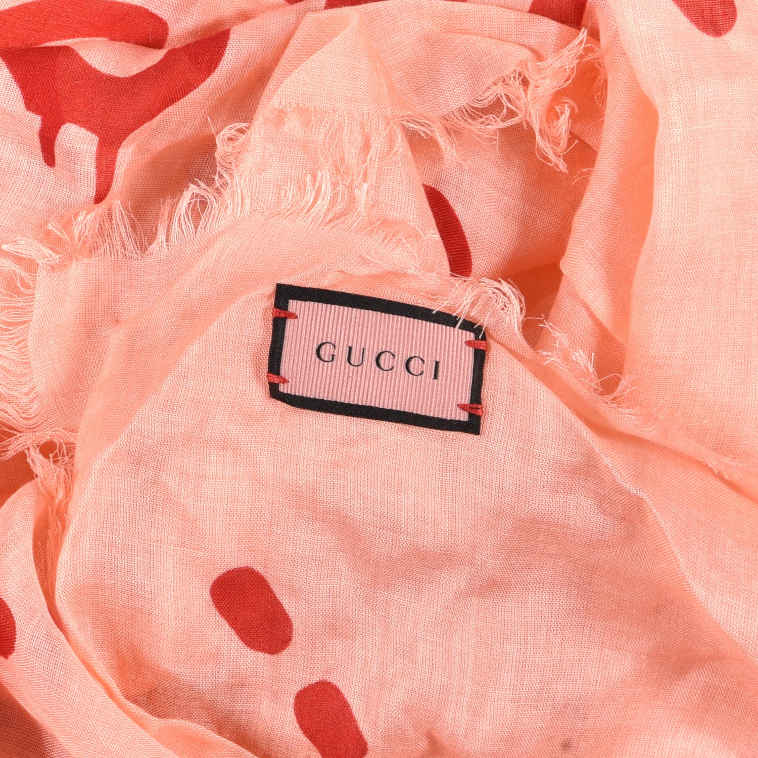 Gucci Modal Silk GG Writers Shawl Roseate Red 3 of 4