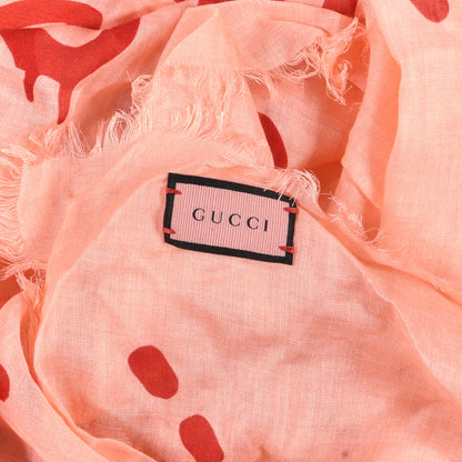 Gucci Modal Silk GG Writers Shawl Roseate Red 3 of 4