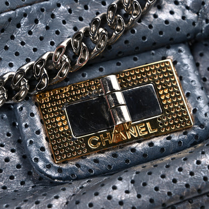 Chanel Metallic Crackled Calfskin Perforated Drill Flap Silver 11 of 11