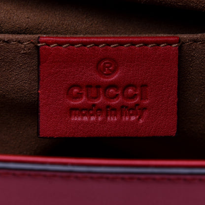 Gucci Calfskin Bee Embroidered Small Padlock Shoulder Bag Hibiscus Red 8 of 15