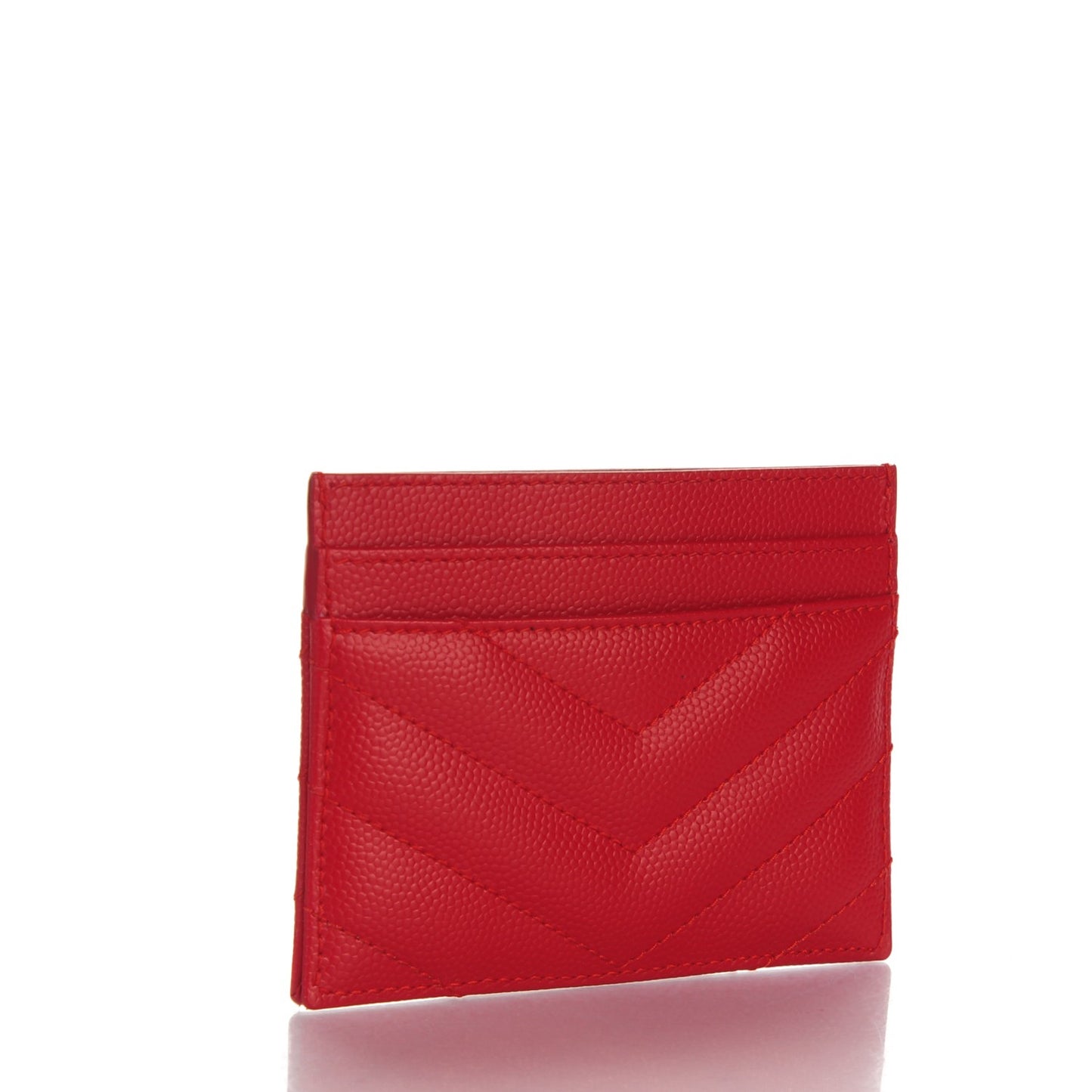 Grain De Poudre Matelasse Chevron Monogram Credit Card Case New Red