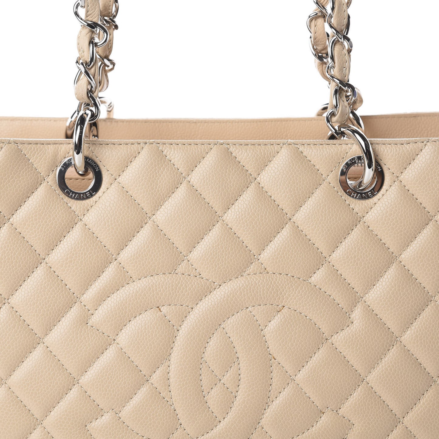 Caviar Quilted Grand Shopping Tote GST Beige Clair