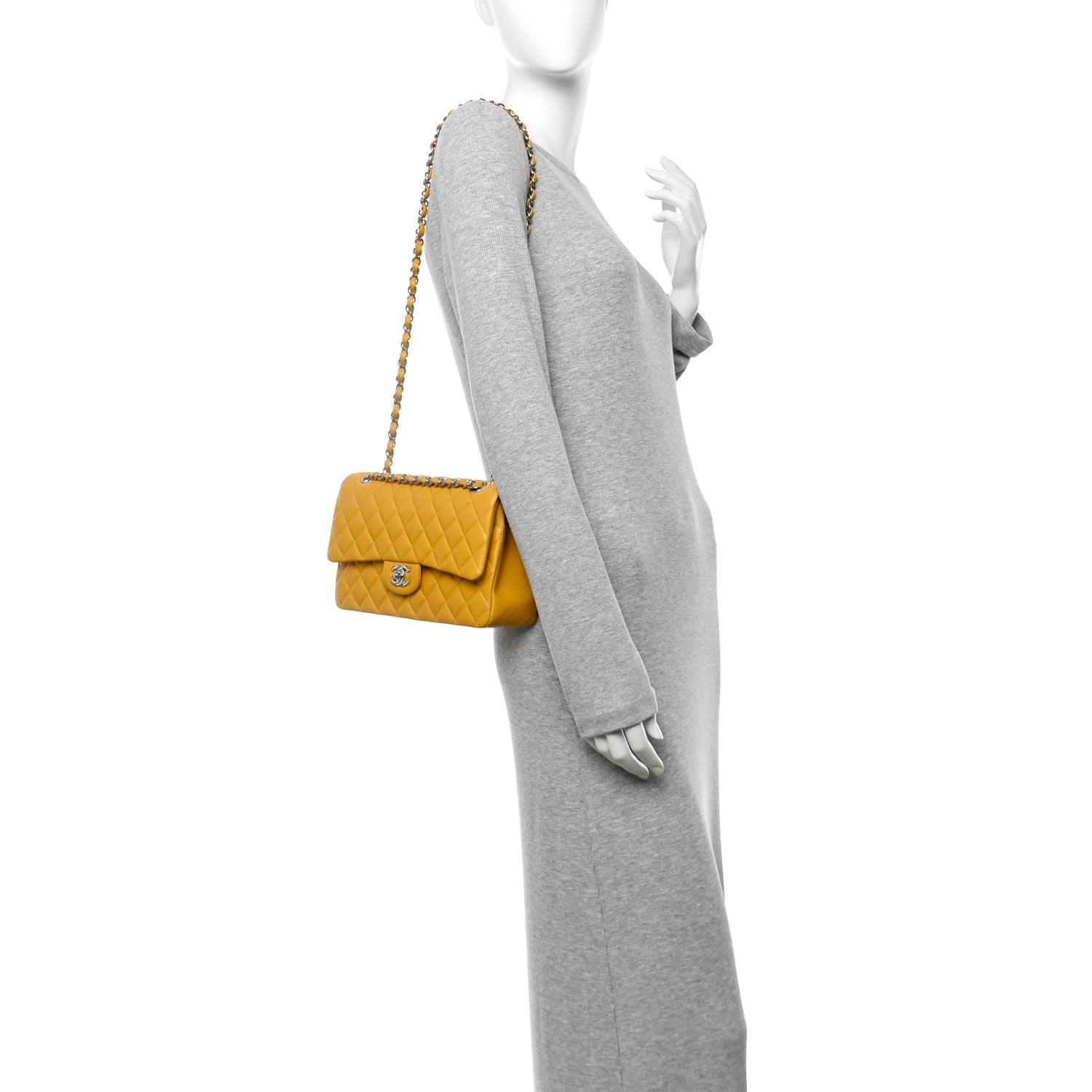 Chanel Lambskin Quilted Medium Double Flap Yellow 2 of 11