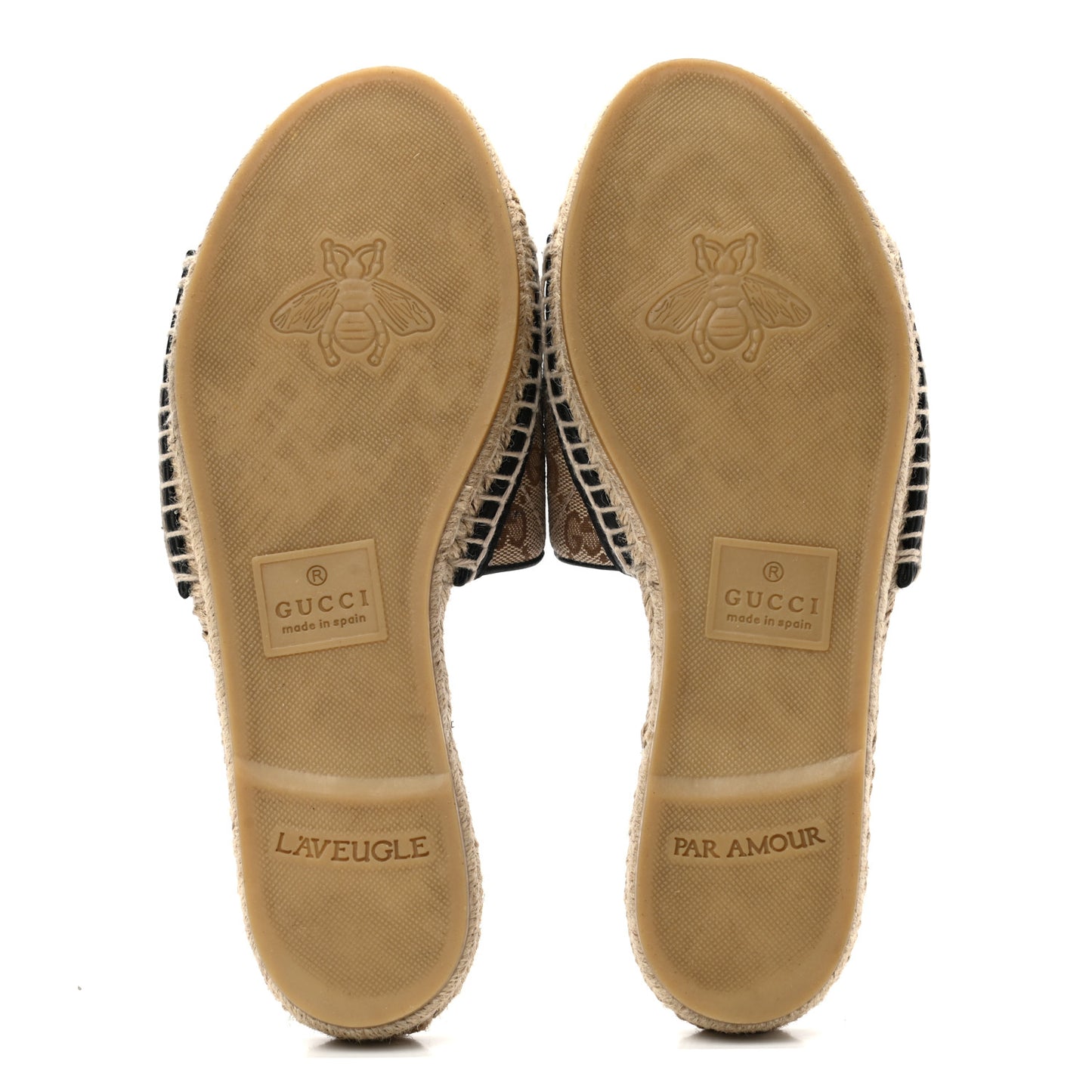 Monogram Matelasse GG Marmont Espadrille 20mm Slide Sandals 38 Beige Ebony Black