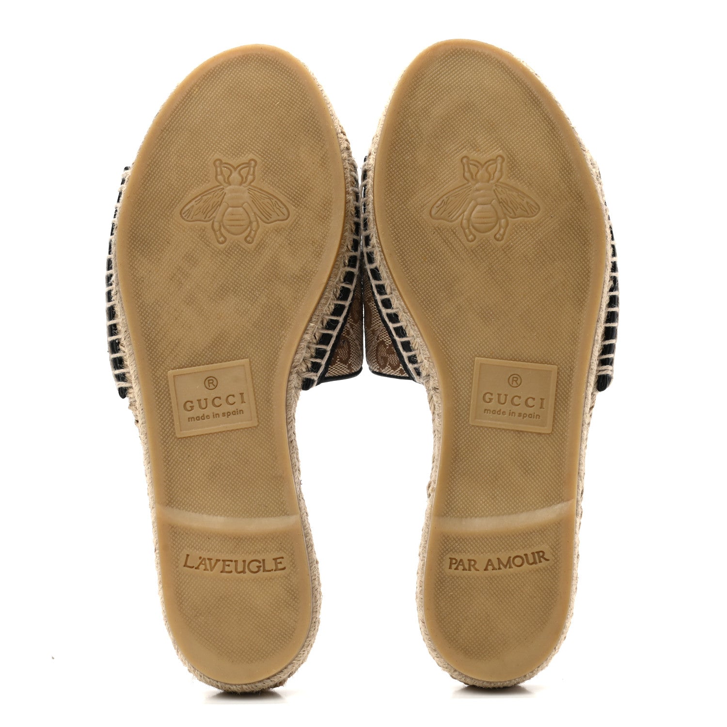 Gucci Monogram Matelasse GG Marmont Espadrille 20mm Slide Sandals 38 Beige Ebony Black 5 of 11