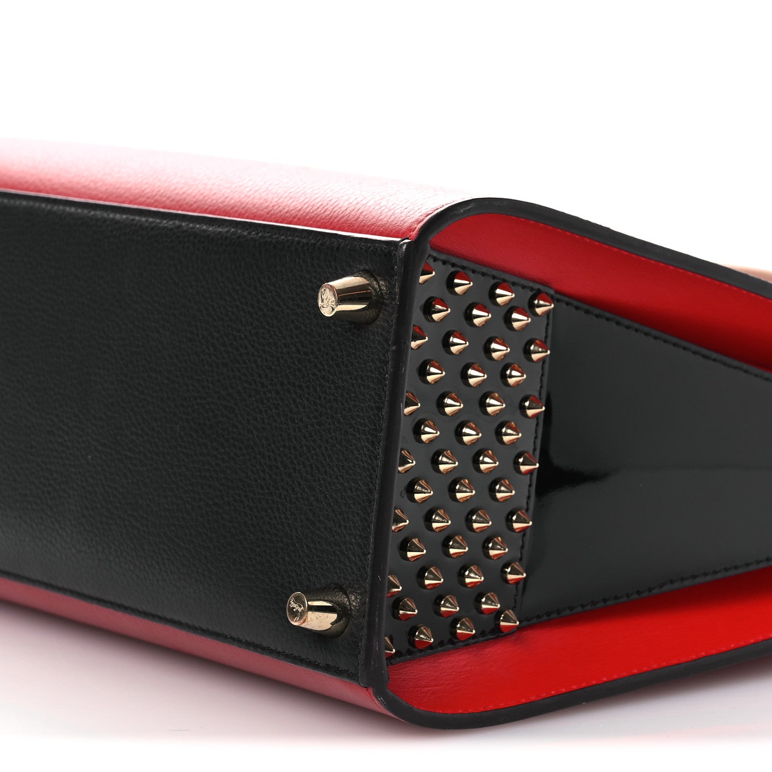 Christian Louboutin Calfskin Empire Patent Studded Medium Paloma Loulou Carmin Black 9 of 14