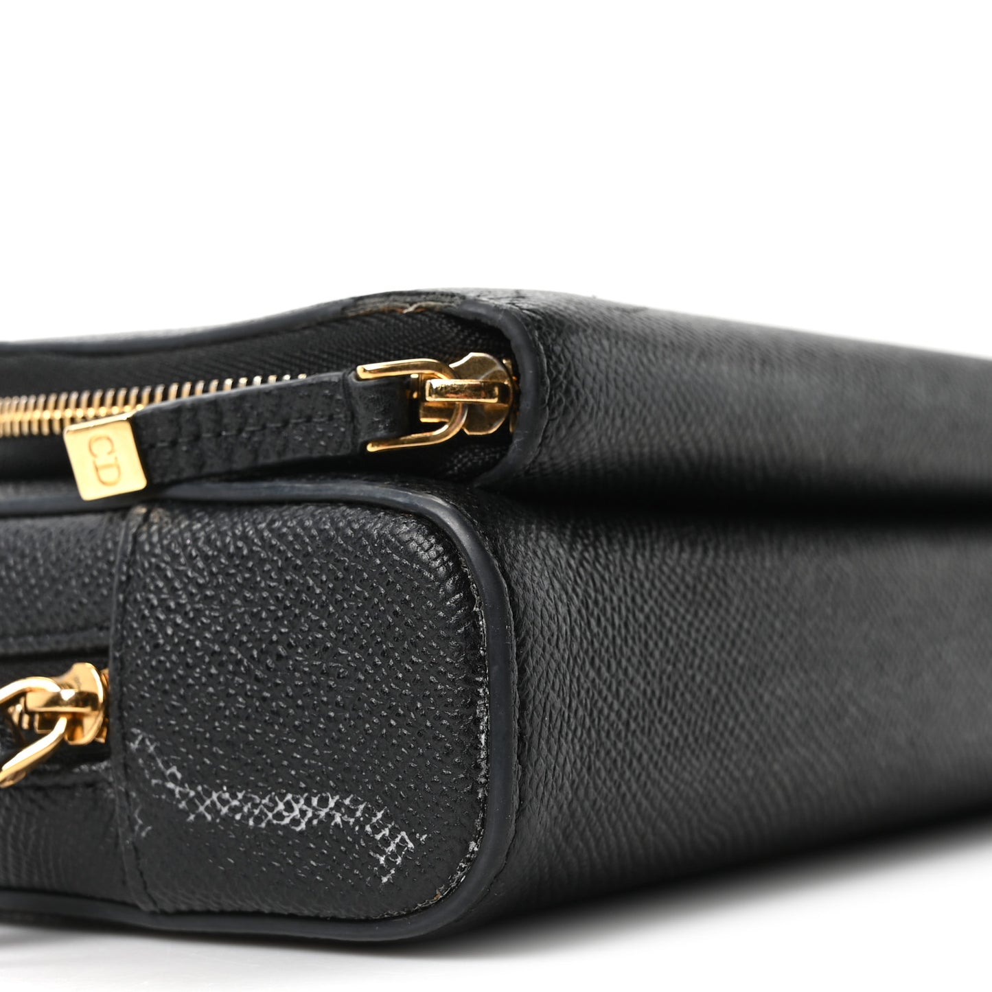 Grained Calfskin Caro Double Pouch Black