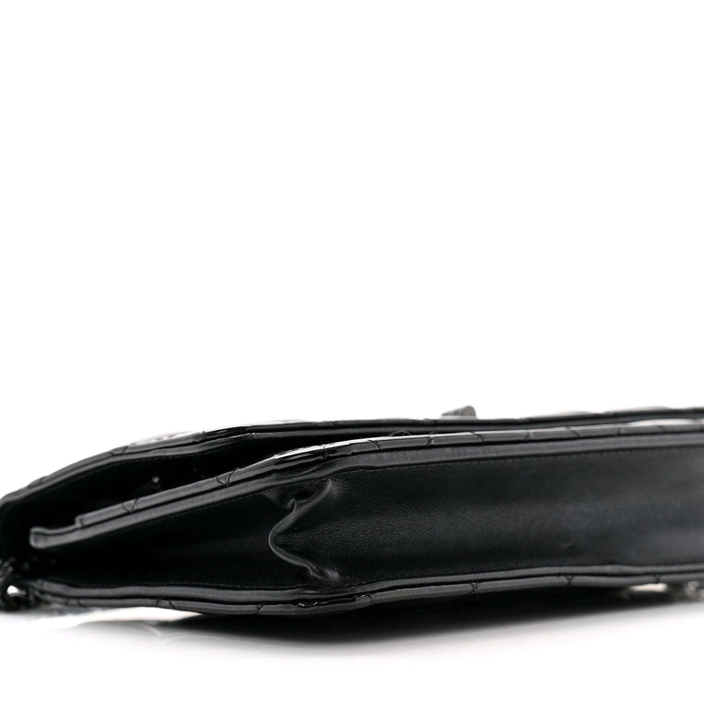 Patent Calfskin Quilted Reissue Wallet On Chain WOC So Black