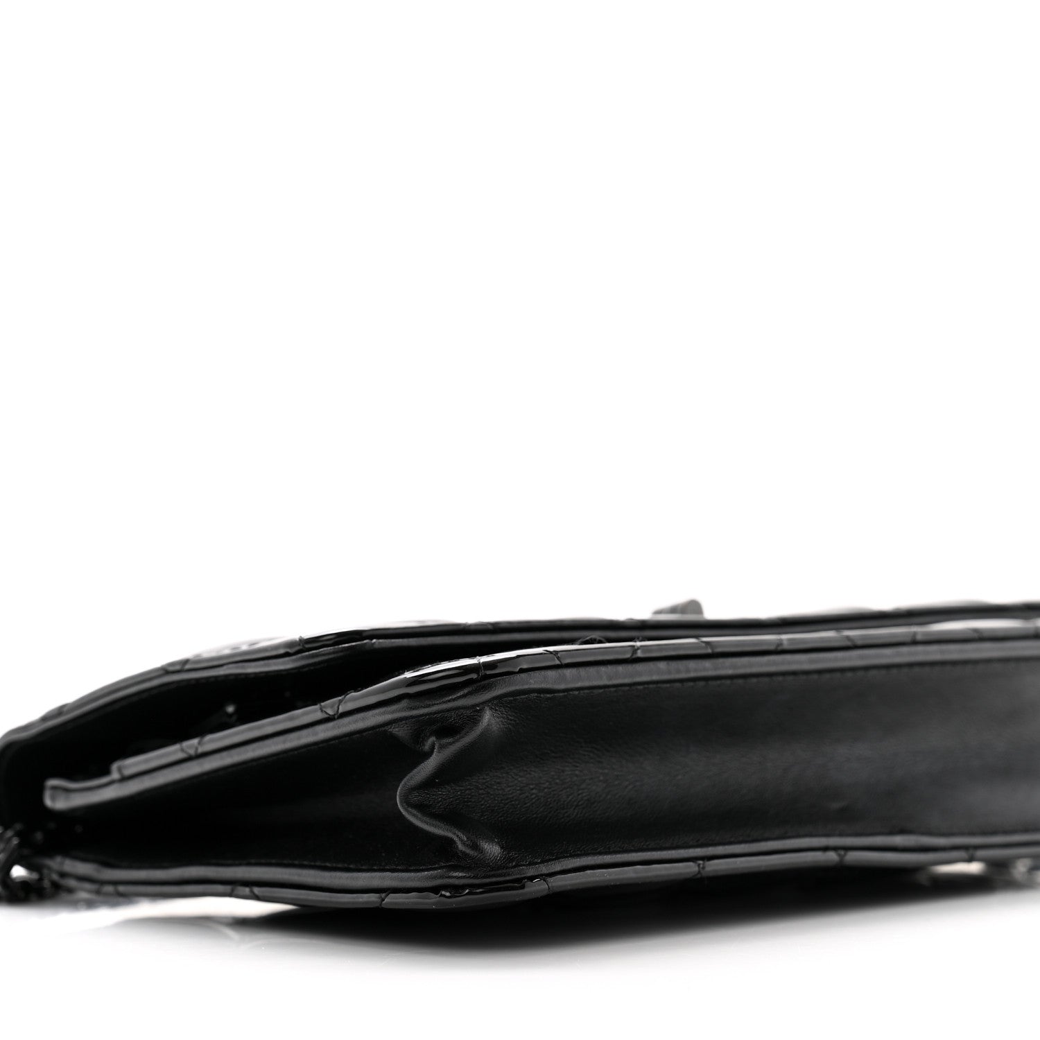 Chanel Patent Calfskin Quilted Reissue Wallet On Chain WOC So Black 10 of 12
