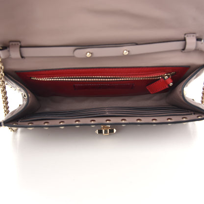 Valentino Garavani Lambskin Rockstud Spike Wallet on Chain Poudre 7 of 8