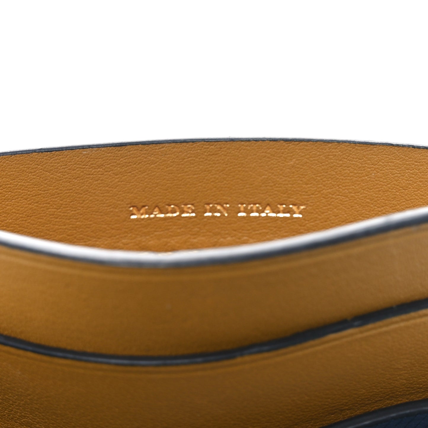 Soft Grain Calfskin Izzy Card Case Blue Carbon Camel