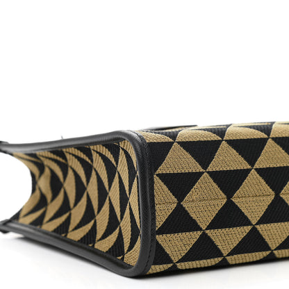 Prada Jacquard Saffiano Triangolo Symbole Embroidered Small Tote Black Corda 9 of 10