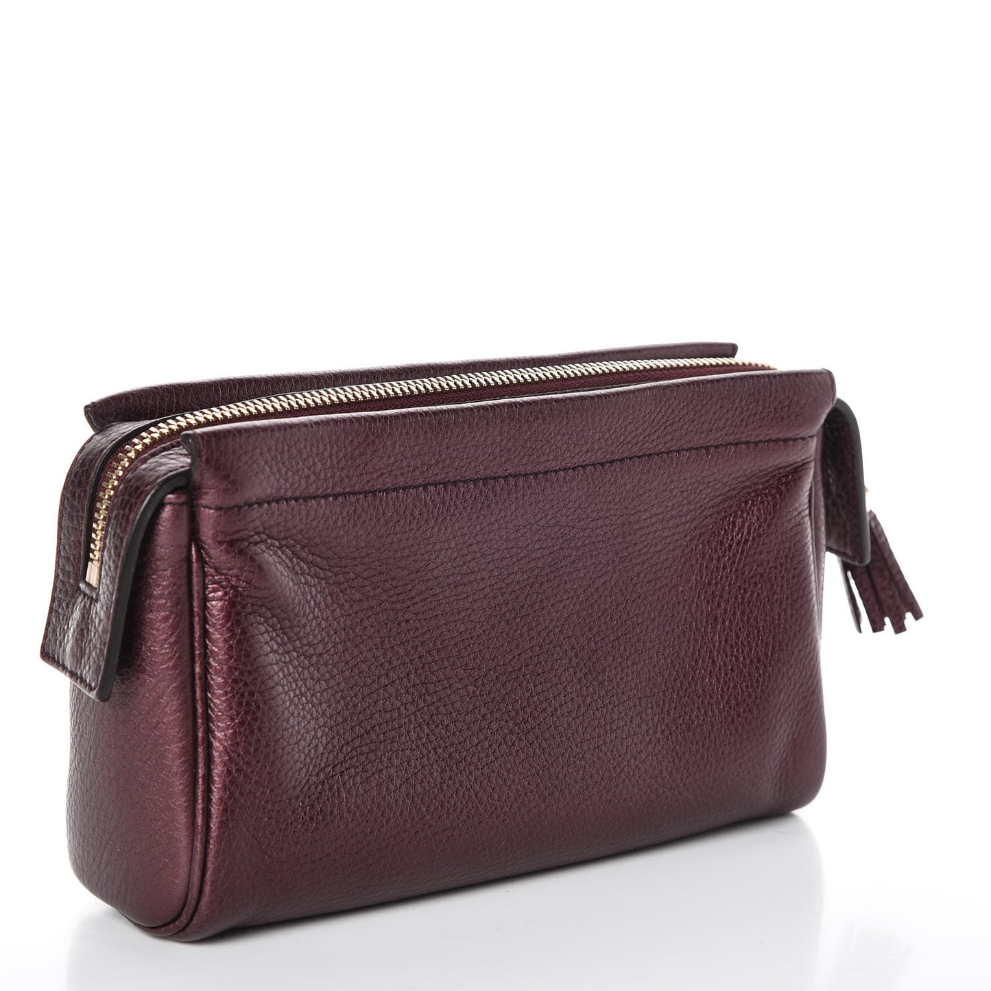 Metallic Pebbled Calfskin Soho Cosmetic Case Burgundy