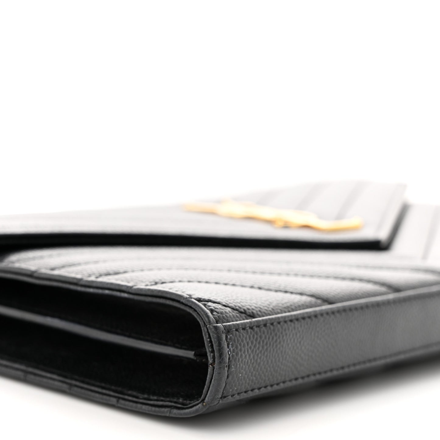 Grain De Poudre Matelasse Chevron Monogram Chain Wallet Black