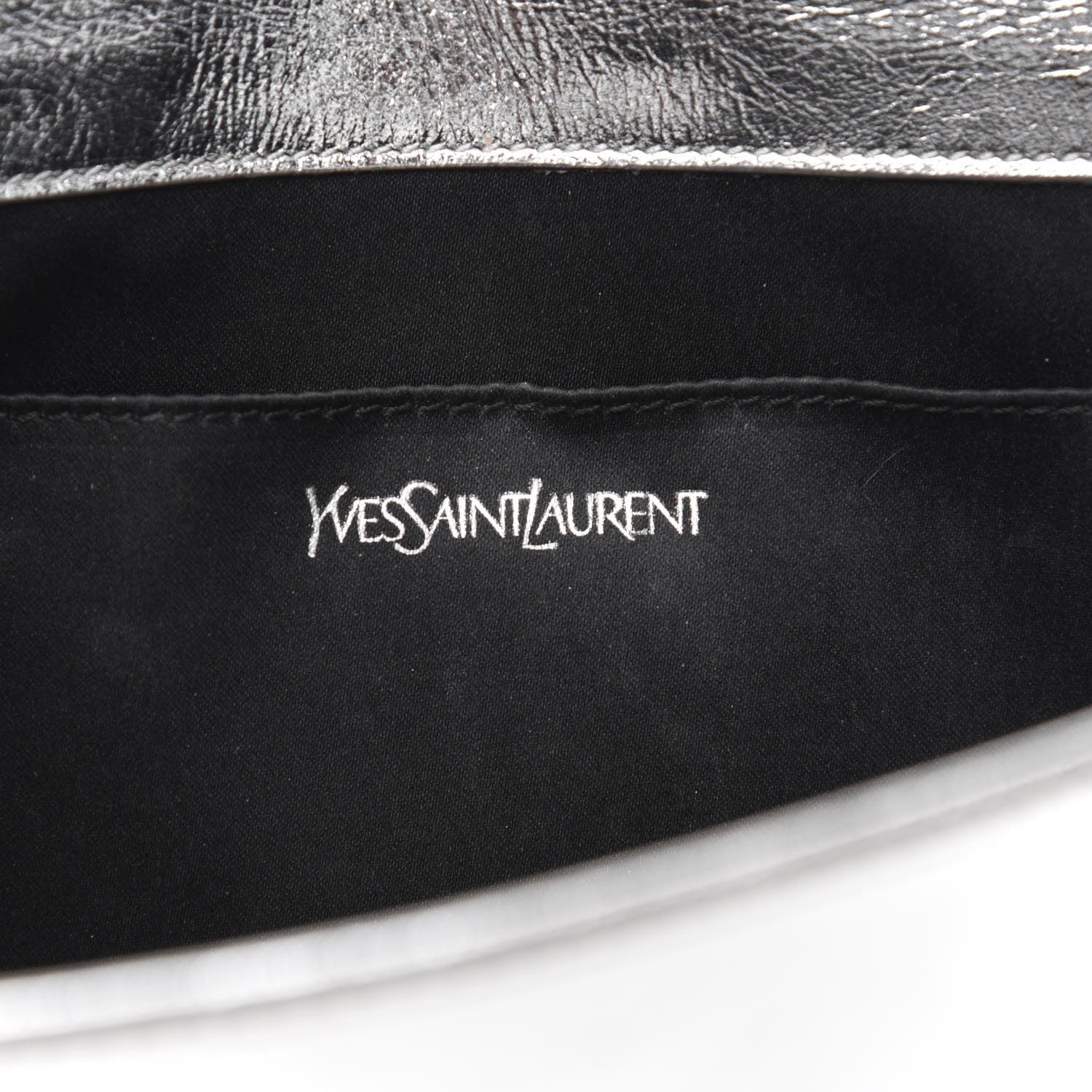 Saint Laurent Metallic Calfskin Monogram Large Belle De Jour Clutch Silver 6 of 11