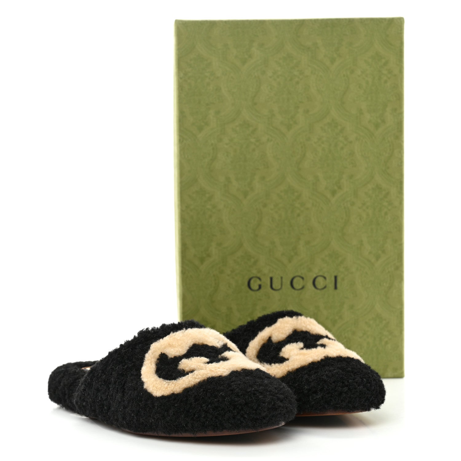 Gucci Shearling Interlocking G Womens Eileen Slippers 36 Black Butterscotch 9 of 9