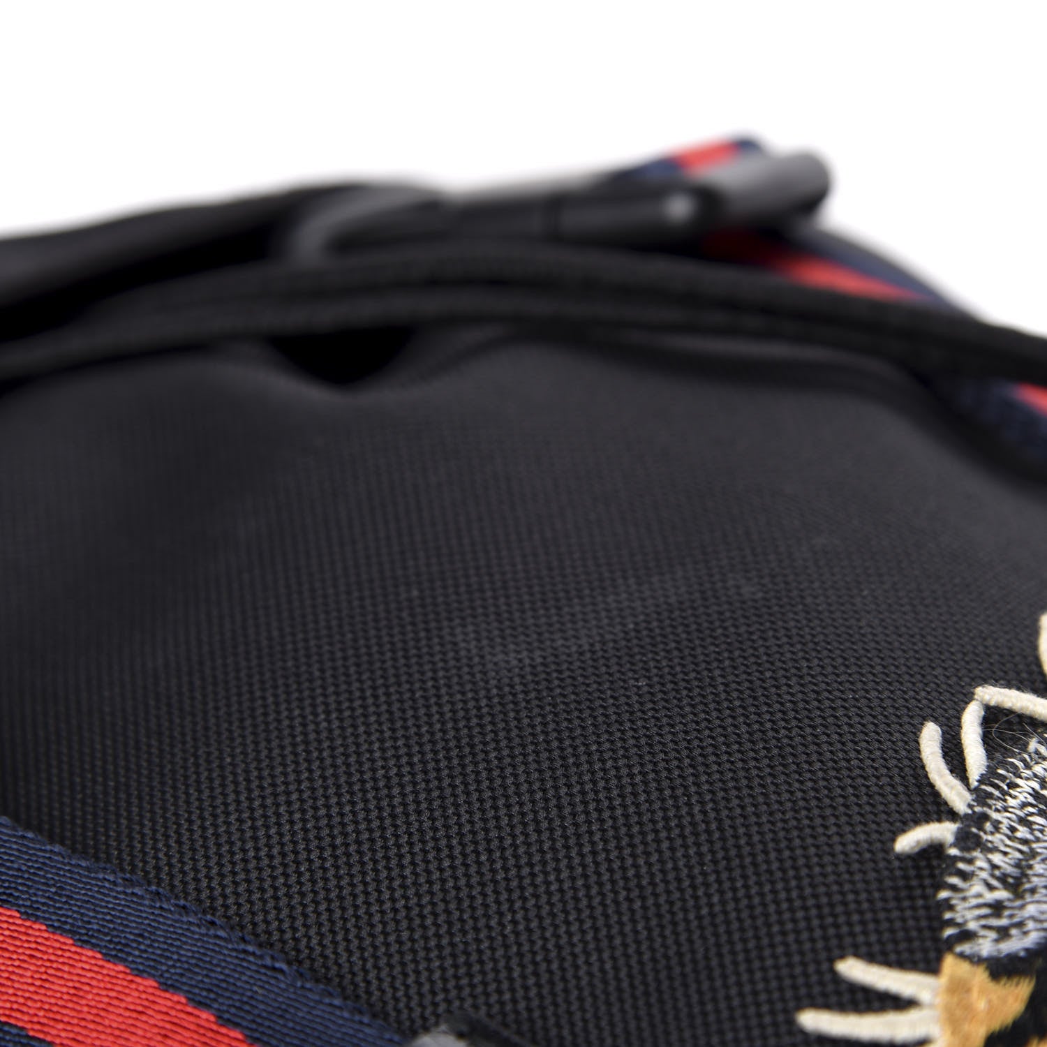 Gucci Techno Canvas Web L'Aveugle Par Amour Embroidered Double Buckle Backpack Black 9 of 9