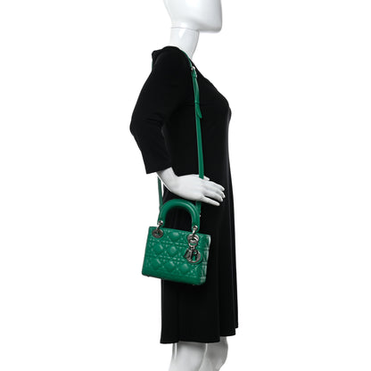 Christian Dior Lambskin Cannage Mini Lady Dior Green 2 of 12