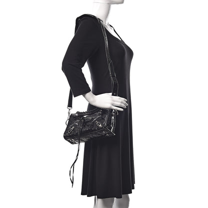 Balenciaga Patent Ostrich Classic Silver Hardware Mini City Black 2 of 10