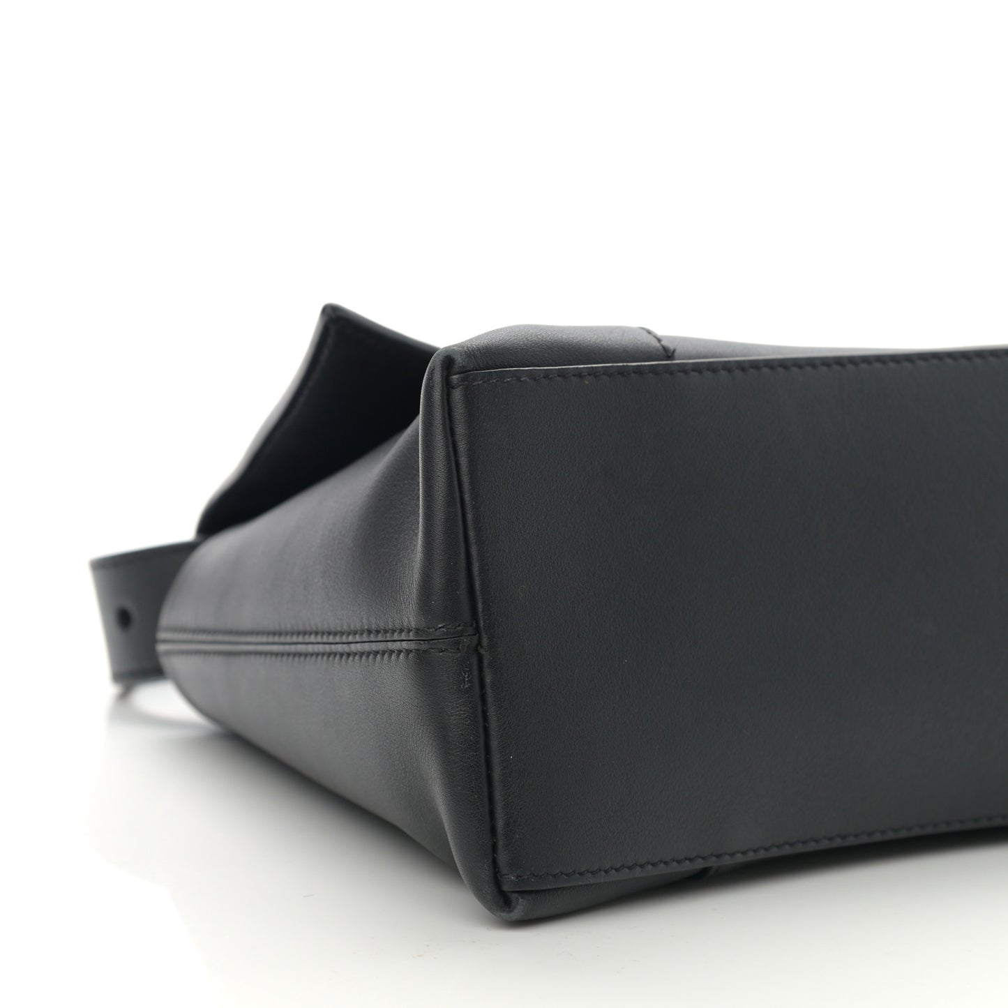 Semi Shiny Smooth Calfskin Monochrome Small Downtown Shoulder Bag Black