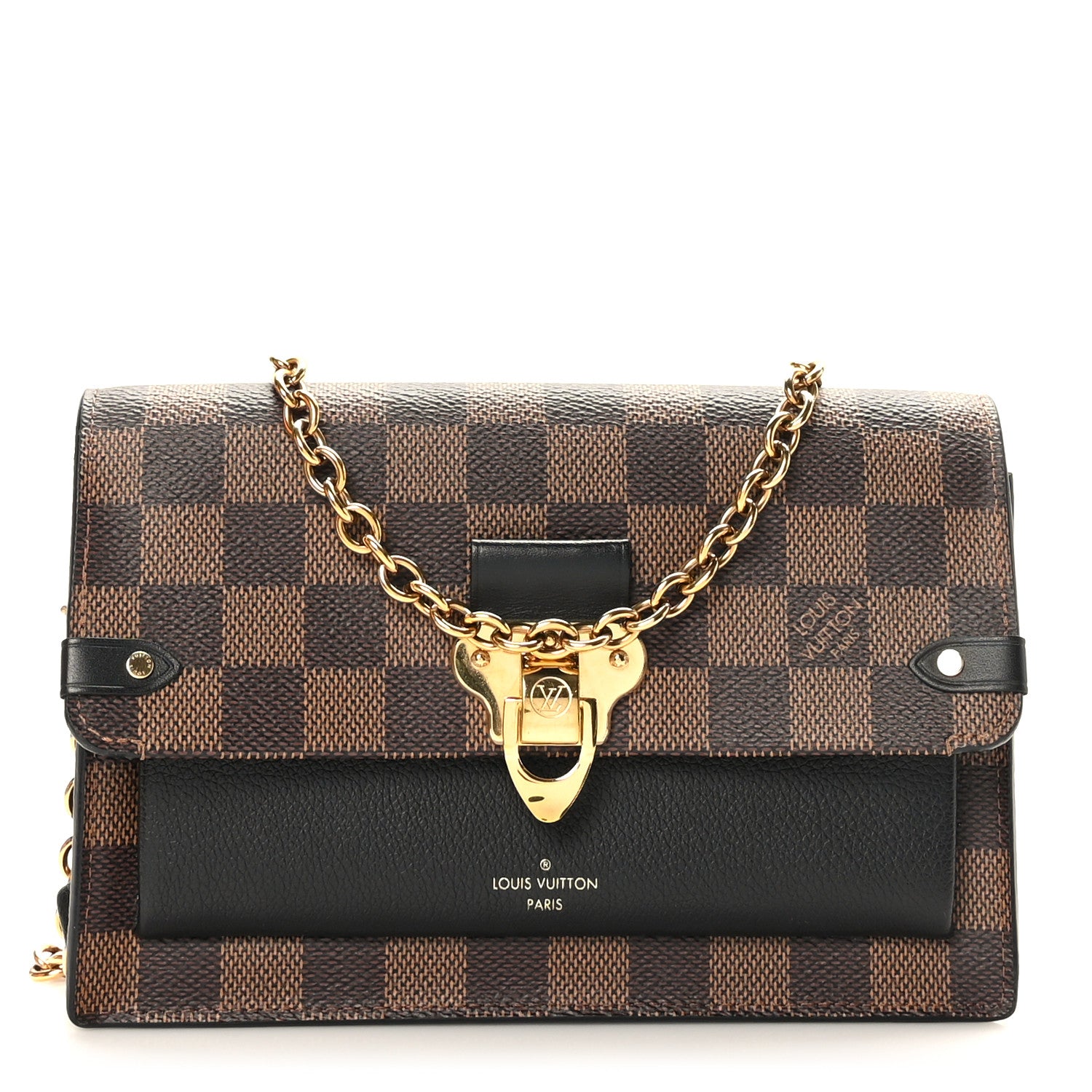 Louis Vuitton Damier Ebene Vavin Chain Wallet Black 1 of 9